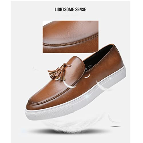 Men's Leather Tassel Slip On Loafers,Personalized Business Luxury Slip-on Leather Shoes,Slip-Resistant Driving Dress Shoes2