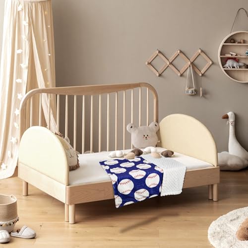 Image of Baseball Baby Blanket for Boys Girls Soft Fleece Minky Blanket with Dotted Backing Double Layer Newborn Toddler Blankie for Nursery Stroller Crib Gift to Son Nephew Grandson 26.5 * 40 Inches