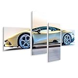 islandburner Prime Bild auf Leinwand Gelbes Luxus Sportauto in Ausstellung für Wohnzimmer Autoenthusiasten Luxusautohändler Bilder Wandbilder Poster