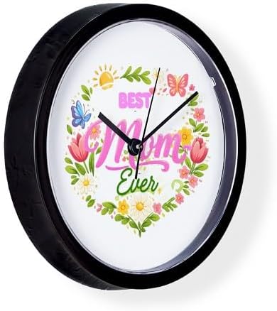 CafePress Best Mom Ever Floral Spring Mother's Day Design 10" Wall Clock for Livingroom, Kitchen, or Office