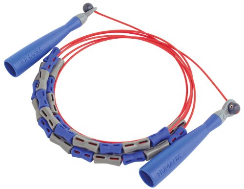 Harbinger HumanX Beaded X2 Speed Rope, Blue/Gray/Red