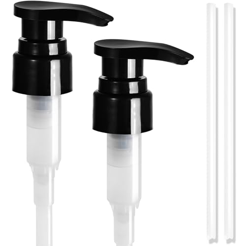 Amolliar Bottle Dispenser Pump, Replacement Soap Dispenser Pump Top with 28/410 Neck Size, for 16-Oz Body Wash, Shampoo, Conditioner, Lotion, Hand Sanitizer, Hand Soap (2 Pack, Black)