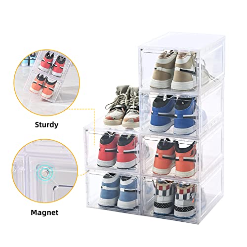 KEFA 8 Pack XXL Large Shoe Storage Box Fit for Size US 15, Shoe Organizer Clear Plastic Shoe Boxes (8 PACK CLEAR) - Image 5