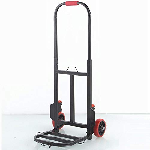 Carro Compra Resistente Plegable de Acero Ruedas de Marcha Suave con Bandas de Rodadura Blandas y Carga Máxima 75 kg，Negro Carros Dela Compra para Compras/Transporte de Mercancías/Camión con Plat