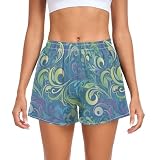 Caihoyu Verdant Whirls - Pantaloncini sportivi da donna, larghi e comodi, per allenamento, palestra, fitness, ciclismo, nuoto, taglia S, Vortici verdeggianti, XX-Large