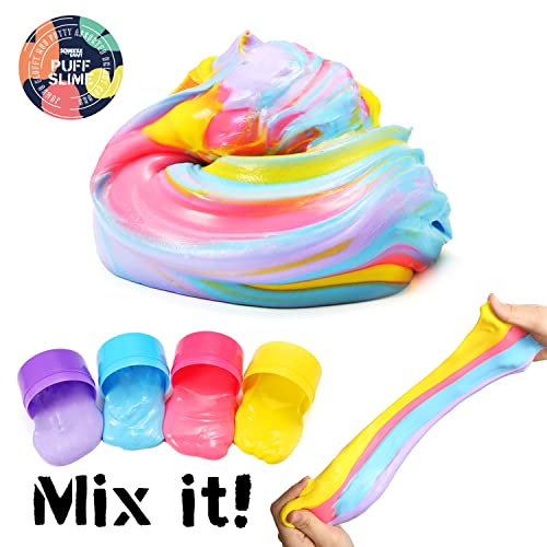Squeeze Craft Puff Slime - 9 Pack Jumbo Fluffy Mud Putty Assorted Bright Colors - 2 Oz. Per Container - For Sensory And Tactile Stimulation, Event Prizes, Diy Projects, Educational Game, Fidget Toy #TOP5