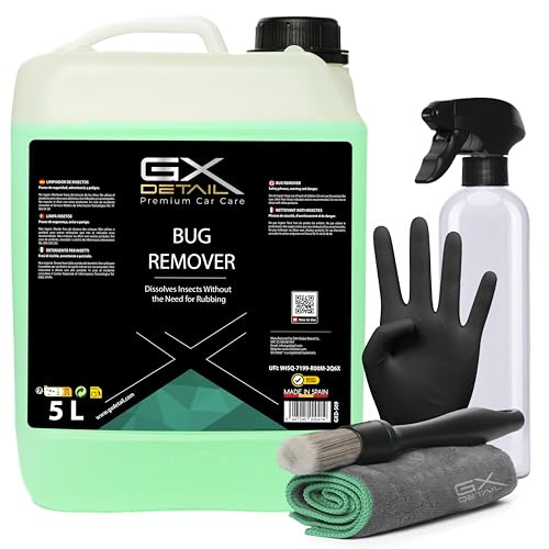 GxDetail Limpiador de Insectos y Bichos para Coche 5 Litros – Elimina Restos Adheridos en Parabrisas, Carrocería, Paragolpes y Faros – Fórmula Potente y Segura – Fácil Aplicación y Acción Rápida.