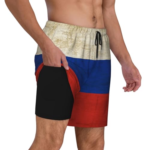Vintage Saint Vincent and Grenadines Flag Mens Swim Trunks with Compression Liner 2 in 1 Quick Dry Bathing2