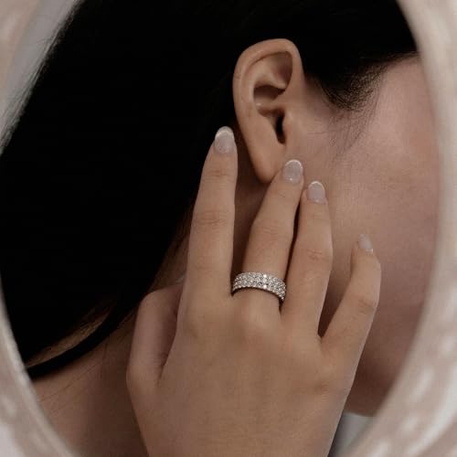 Marilyn Monroe Eternity Ring Set | 925 Sterling Silver Infinity Band Set of 3 for Women | 4.24 Carats Round Cut Cubic Zirconia CZ Simulated Diamond2