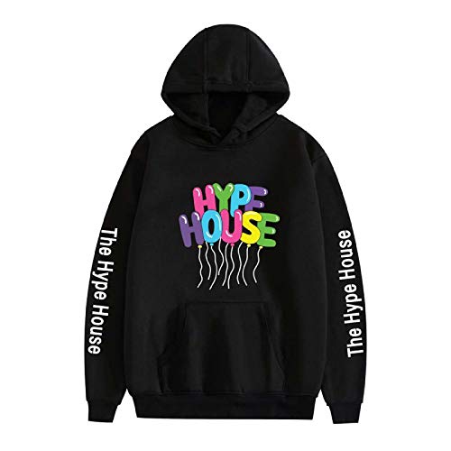 Yumenam Sudadera con capucha unisex con estampado The Hype House Charli D'Amelio Sudadera con capucha casual hiphop tops ropa deportiva, Negro , S