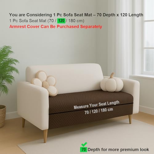 Image of Amazon Basics - Velvet Quilted Make Your Own Sofa Cover |2 Seater | Multi-Layered Fabric |120cm x 70cm | 350 GSM | Color - Brown