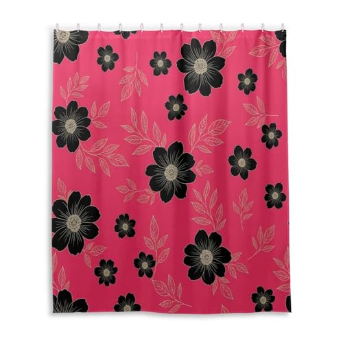 Rideau de douche marguerites 157x183 cm lavable en tissu imperméable avec 12 crochets