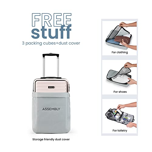 Image of Assembly Cabin Trolley Bag (55 cm) & Large Check in Polycarbonate Luggage Set of 2 - Premium Hardsided Suitcase with in-Built TSA Lock- Ivory