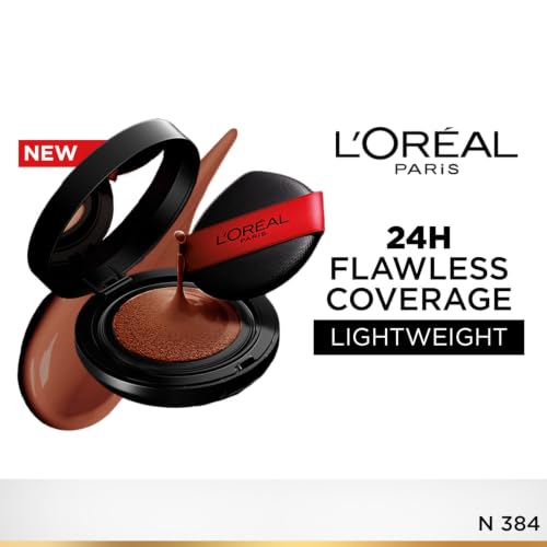 Image of L'Oreal Paris Infallible Cushion Foundation, 24Hr Full Coverage, Glass-skin finish, No Oxidation, Shade 384, 11g