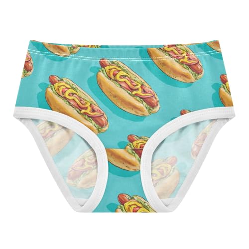 Wusikd Hot Dogs Girls' Underwear Cotton Turquoise Girls Briefs Soft Toddler Underwear 2T