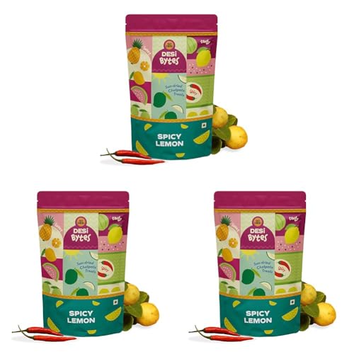 Image of GO DESi Spicy Lemon Candy, 200g, Fruit Snacks, Mouth Freshener, Nimbu Bites, Dehydrated (Pack of 3)