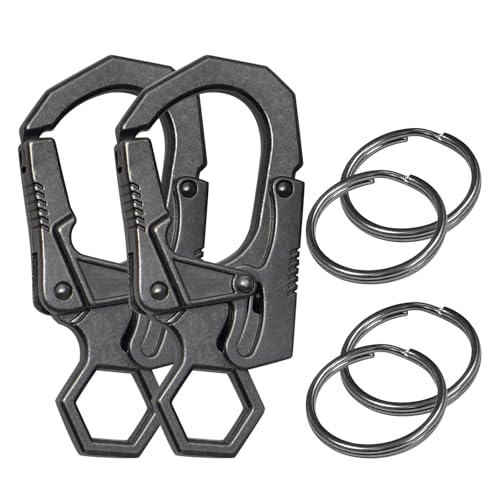 Image of Ahiller Double Locking Carabiner Clip - Zinc Alloy Mens Keychain for Keys | Unisex,Dual Press Double Lock, Anti Misopening,Heavy Duty,Suitable for Car Keys,Belt,Backpack,Hiking,Riding,Outdoor Camping