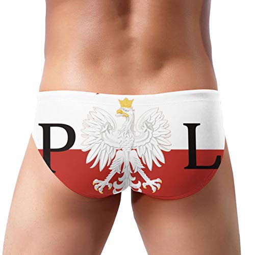 Mens Boxer Briefs Polish Flag Poland Polska Swim Trunks Swimwear Triangle Bikini Size XL Black3