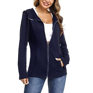 Aottori Women Zip Up Hoodie Jacket, Ladies Hoodies Long Sleeve Plain Zipper Hooded Sweatshirts Basic Lightweight Sports Running Coat Tops with Pockets