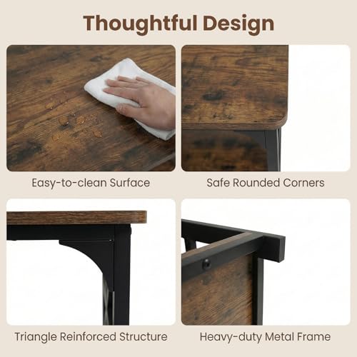 Image of GOFLAME 2-Tier Rectangular Coffee Table, Modern Center Table with Wooden Top, Metal Frame, X Shaped Side Pattern, Display Accent Tea Tables, Living Room Tables for Apartment (Rustic Brown & Black)