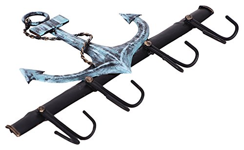 Crafia Decorated Wall Mounted Nautical Anchor Shape Iron Key Holder and Key Hooks | Decorative Unique Key Organizer Rack with 8 Hooks - Image 3