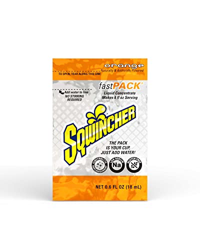 Black Friday Clearance Sqwincher Fast Pack Liquid Concentrate, Orange, .6 fl oz (4 Packs of 50)