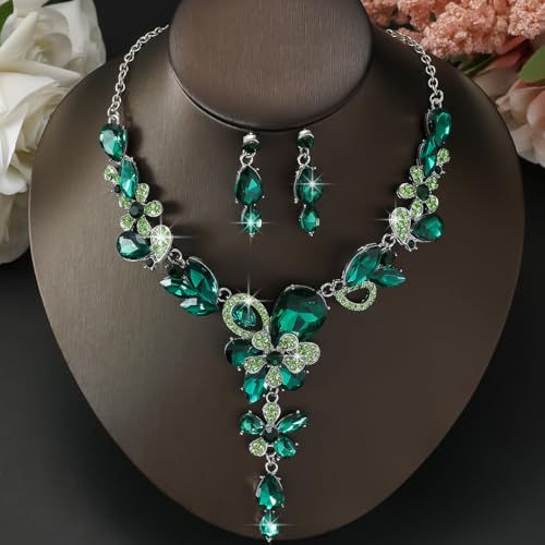 Image of Shining Diva Fashion Stylish Design Fancy Crystal Necklace Jewellery Set for Women | Trendy Celebrity Inspired Jewellery