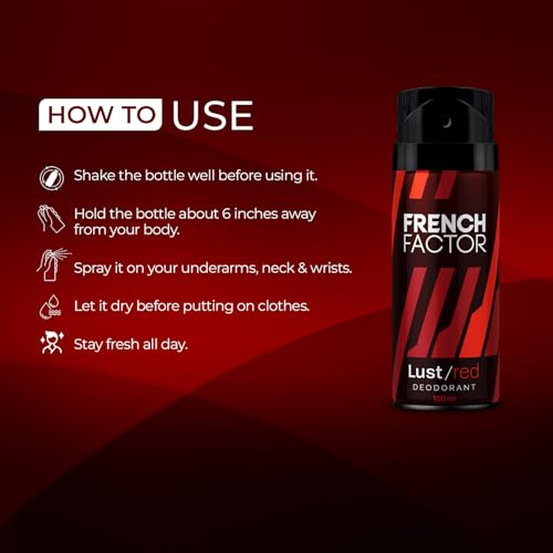 Image of The French Factor Lust Red Deodorant Body Spray For Men, Combo (150ml, Pack of 2)