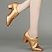Women Latin Dance Shoes Closed Toe Rubber Sole Non-Slip Fashion Lace-up Outdoor Dance Shoes Tango Waltz Salsa Modern Dance Professional Performance Dance Shoes (Color : Brass, Size : 9.5)