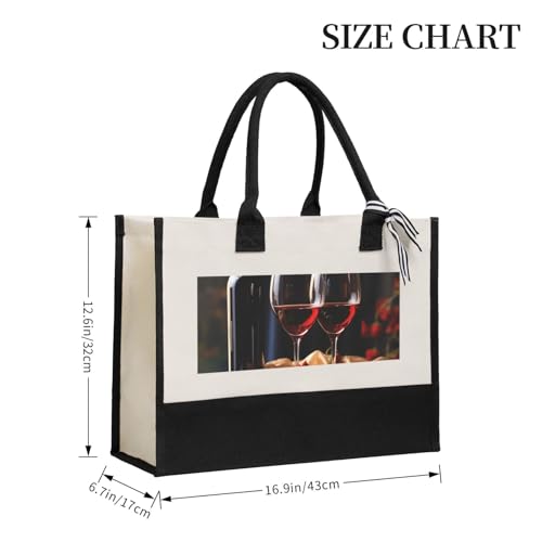Canvas Tote Bag for Women Beach Tote Purse Reusable Grocery Bag Red Wine Glasses Aesthetic Shopping Bags2