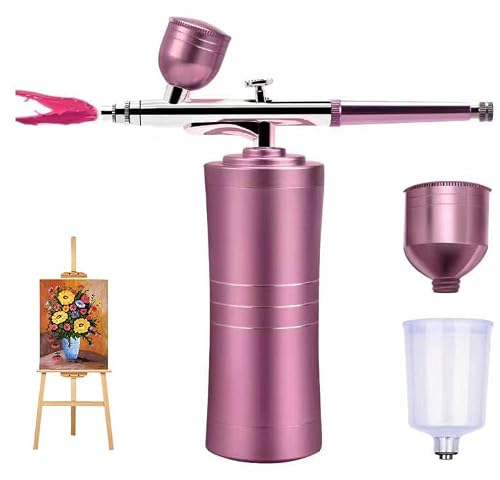 Mini Airbrush Kit,Portable Rechargeable Cordless Airbrush Compressor,Mini Airbrush Set For Nail Aribrush Makeup Kit,Suitable For Nail Ait,Cake Decor,Model Coloring,Oxygen Facial Sprayer (Pink) #TOP12