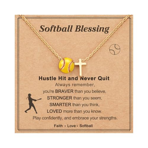 AULSIEY - AULSIEY Softball Gifts for Teens, Cross Necklace Softball Stuff Accessories Gifts for Team 8-12, Sport Jewelry Christmas Valentines Day Birthday Gifts Ideas For Team Coach Player (Soft)