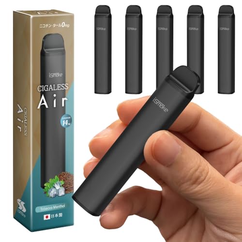 ismoke CIGALESS Air �d�q�^�o�R �g���̂� 2500��z���\ VAPE ��e�� ���� �j�R�`�� �^�[������ �A�C�X���[�N �V�K���X �G�A�t���[ �o�͒���(�d�� 14mg, �^�o�R�����\�[�� 5�{) �j�R�p�t