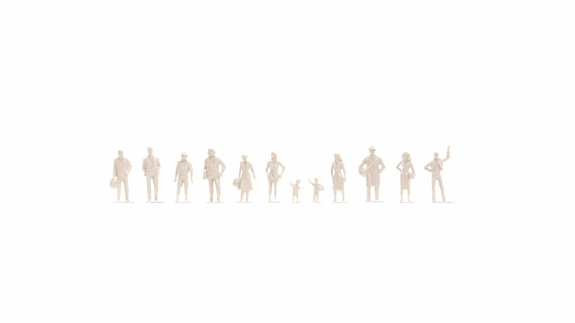 Noch Architectural Figures/Scale 1:100 / Miniature People/Unpainted/Props for Architectural Buildings/Standing Plastic Figures/DIY