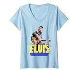 Mujer Elvis Presley - Retrato oficial de guitarra Camiseta Cuello V