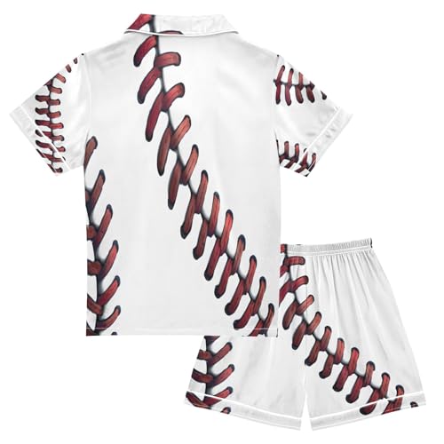 ALAZA Fashion Baseball Liner Satin Pajamas Set Short Sleeve Button Down Sleepwear Summer Pjs 2 Piece2