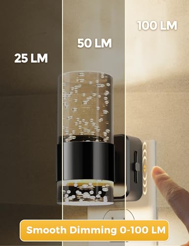 Image of Night Lights Plug into Wall, Dimmable Night Light with Dusk to Dawn Sensor, Acrylic Night Light with Warm Light 3000K, Wall Sconce-Style Design Nightlight for Hallway, Bathroom, 1-Pack