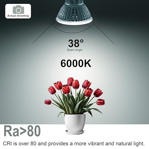 WSMCN GU10 LED Bulbs 6W, Cool White 6000K 600lm, 80W Halogen Bulb Equivalent, Energy Saving Light Bulbs, PAR16 Spotlight Bulb - Image 4