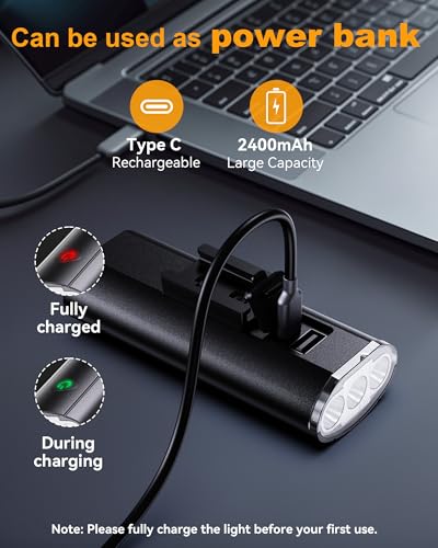 Image of Bike Lights for Night Riding, USB Rechargeable Mountain Bicycle Headlight, Super Bright, Waterproof, 6+4 Light Modes Bike Light Set for Cyclists and Commuters