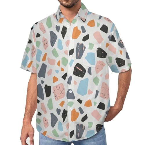Chemise courte homme terrazzo imprimé vêtement plage décontracté été léger