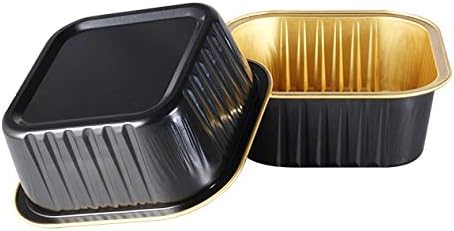 KEISEN Square 4 2/5" 10oz 300ml 1000/PK Disposable Aluminum Foil Cups for Muffin Cupcake Baking Bake Utility Ramekin Cup (blackgold)