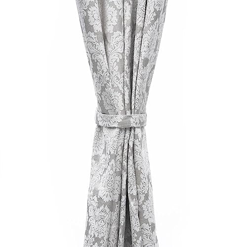 Image of Wakefit Curtains 9 feet Long Set of 2, Curtains for Bedroom /Living Room, Door Curtains 9 feet, Jacquard Curtains, Polyester Curtains, Decoration Items for Home Decor (Artisan-Floral L Grey)