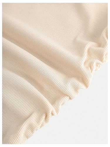 SHENHE Girl's Ribbed Knit Off Shoulder Short Sleeve Ruched Fitted Tee Shirt Going Out Top4