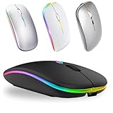 Mouse sem Fio Recarregável Dupla Conexão, Bluetooth e USB, Wireless Mouse compatível com iPhone, MacBook,iPad,Laptop,PC,Notebook, Tablet,Ergonômico, Premium TecQuality (Preto)