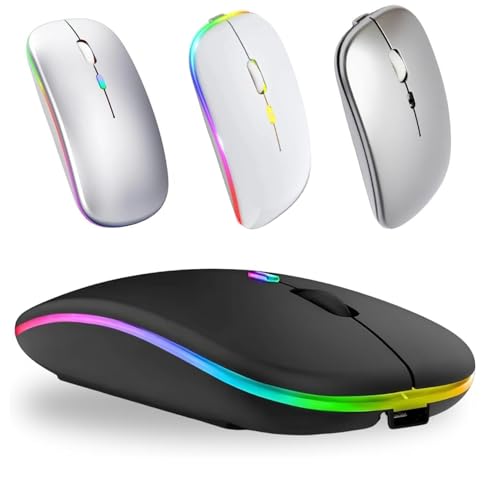 Mouse Bluetooth Recarregável sem Fio Dupla Conexão, e USB, Wireless Mouse compatível com iPhone, MacBook,iPad,Laptop,PC,Notebook, Tablet,Ergonômico, Premium Yecna (Preto)
