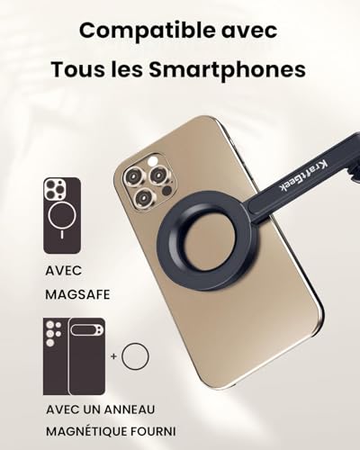 Trépied smartphone 163cm KraftGeek avec télécommande Bluetooth noire