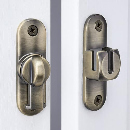 Image of INIRET Bronze Barn Door Latches,90 /180 Degree Gate Lock,Flip Gate Latches Hardware,Zinc Alloy Right Angle Door Lock Latch,Door Security Sliding Door Latch Lock for Cabinets,Bathroom