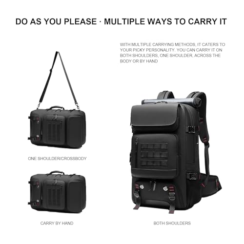 Travel backpack for Men & Women, Convertible Duffle Bag waterproof Laptop Backpack, Separate Shoes Bag USB charging port outdoors backpack (Black)3