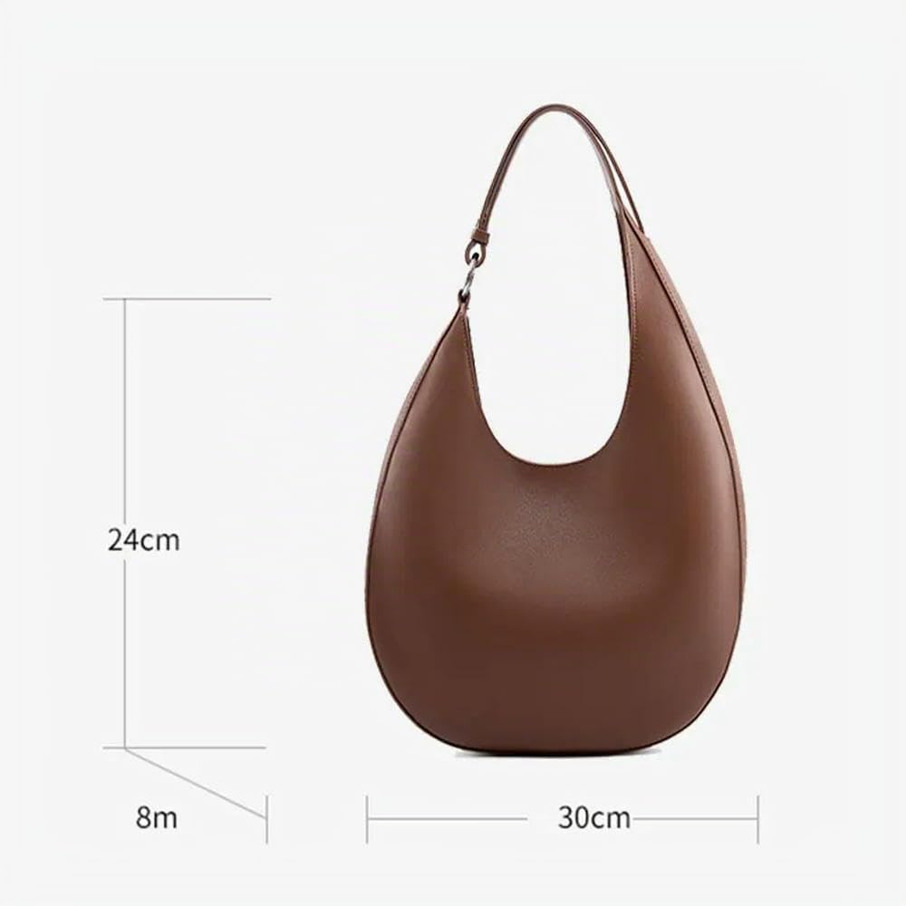 ZBDZSW Bolsos de Mano de Cuero Genuino Bolso de Hombro de diseñador de Lujo de Moda para Mujer Bolsos de Mano de Media Luna de Gran Capacidad de Piel de Vaca de Calidad 2516-Coffee
