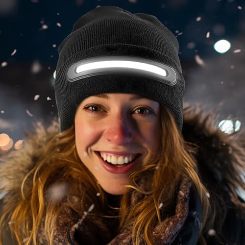 Gorro unisex con luz LED linterna recargable USB para invierno 3